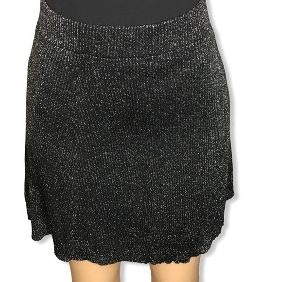 Xhilaration Skirt Knit black Metallic Shimmer high Waist Fully lined size L - Picture 11 of 14